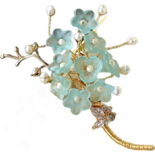 SINZRY Original personality jewelry accessory natural pearl flower handmade brooches pin for women