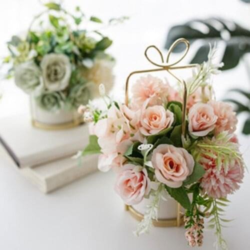 Ins Nordic simulation simulation plants potted flowers suit ceramic vase golden roses home decoration