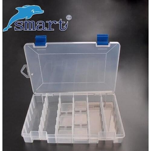 SMART 27.5*18*4.5cm 6 Adjustable Compartments Fishing Box Transparent Plastic Lure Hook Baits Box Pesca Accessories Fishing Tool