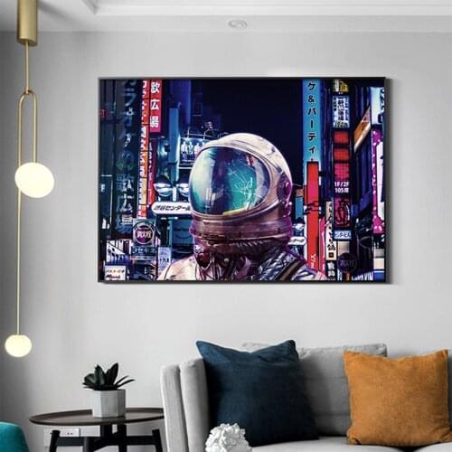 Modern Nordic Abstract Astronaut Space Street Canvas Painting Industrial Posters and Prints Wall Pictures for Living Room Decor