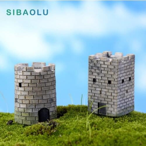 Simulation Castle figures decorative mini fairy garden animals statue miniature figurine Moss micro landscape ornaments resin