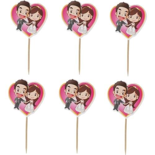 Wedding Theme Cake Picks Decoration Cupcake Toppersne wlyweds Favors 24pcs/lot
