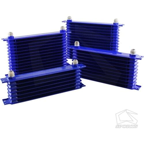 UNIVERSAL 10 ROW AN-10AN OIL COOLER 10 ROWS TRUST TYPE+90 degree Fittings Blue