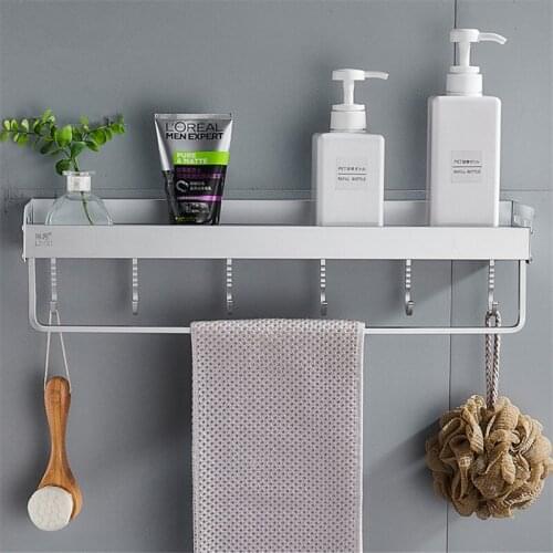 Bathroom Shelf Aluminum Shower Rack Corner Shelf Storage Organizer Rack With Hook Bathroom Accessories Bath Hardwe Kitchen Shelf
