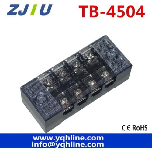 High quality 600V 45A Dual Row 4P 4 Positions Screw Connector Electric Barrier Terminal Block Strip 5pcs TB4504