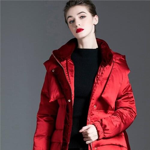 High-End White Duck Jackets Black Down Jacket Women Winter X-Long Thicken Warm Red Color Coats Ladies Outwear Female Overcoat