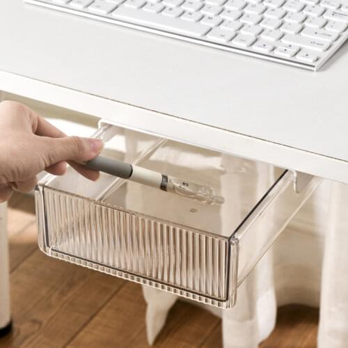 Under The Desk Drawer Type Storage Box Desktop Organizer Office Desk Student Stationery Box Desk Bottom Hanging Hidden Pen Case