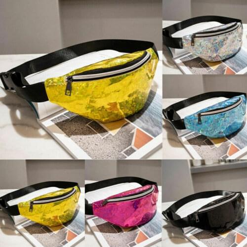 2019 Women Fanny Pack Steam Punk Leg Bag Reflective Laser Shoulder Bag Womens Belt Waist Bag Pochete Women Waist Pack
