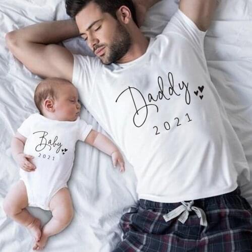 Funny Baby Daddy 2021 Family Matching Clothing Simple Pregnancy Announcement Family Look T Shirt Baby Dad Matching Clothes