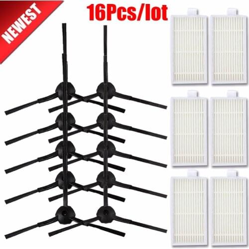 10Pcs Side Brush + 6Pcs dust hepa filter replacement for Ariete Briciola 2711 2712 2713 2717 Robot Vacuum Cleaner Robotisc Parts