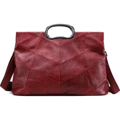 Genuine Leather Women Large Handtotes Soft Fashion Shoulder Bags