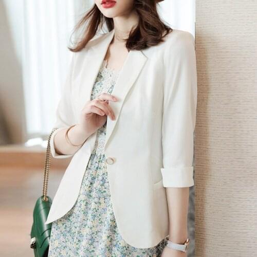 2021 Spring Summer Half Sleeve Blazers Jackets Coat for Women Business Work Wear Blazer Formal Professional Outwear Blaser Tops