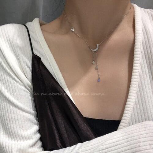 NorthGarden Cute Fashion Star Moon Pendant Necklace For Women 2021 Korean Dainty Zirconia Gold Choker Minimalist Jewelry Colar