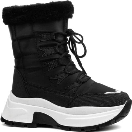 Water Boots Waterproof Winter Snow Boots Platform Heels Winter Shoes with Thick Fur 2020 Fashion