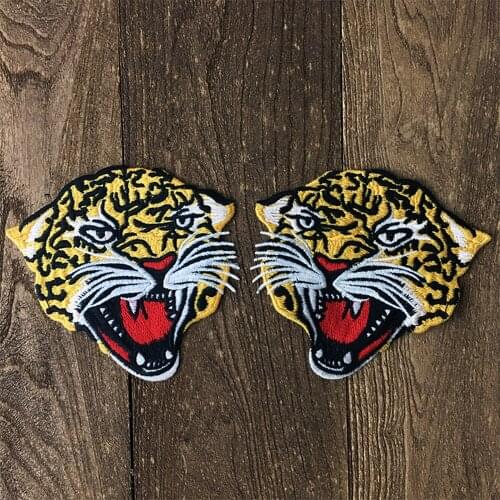1 Pair of Patches Leopard Animal Face Cotton Embroidery Clothing Handbag DIY Sewing Fashion Decal