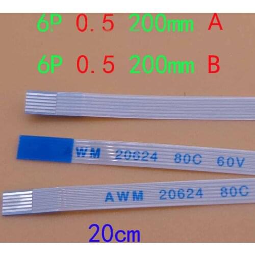 10-100pcs New FFC FPC Flat Flexible Cable 0.5mm Pitch 6 Pin 6PIN Type A/B Length 200mm Width 3.5mm Ribbon Flex Cable