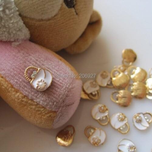 MD-572 10pcs Fancy Rhinestone Gold Bag Deco Metal Charms Metal Deco Charms Nail Art