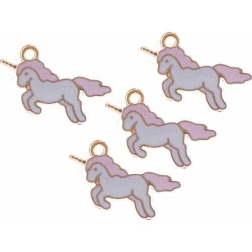 10PCS New Cute Baby Enamel Unicorn Pendant Jewelry Accessories DIY Unicorn Pendant Cartoon Charms For Necklace Bracelet Earrings