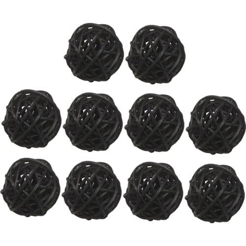 10Pcs Wicker Rattan Ball Home Garden Lighting Hanging Ornaments Rustic Vintage Birthday Nursery garden Decoration Black