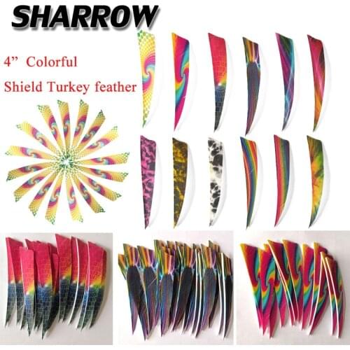 50pcs 4inch Arrow Feathers Natural Turkey Feather Right Wing Corloful Vanes For Bow Hunting Shooting Archery Accessories