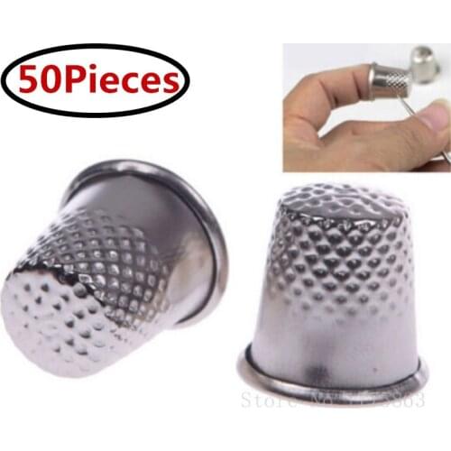 50pcs 18mm Finger Thimbles Metal Shield Sewing Grip Protector Pin Needle Shield AA7370