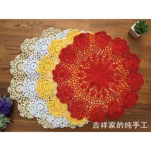 50cm round table cover with flower for wedding decor cotton crochet lace doilies as dinning table decor place mat coaster doily