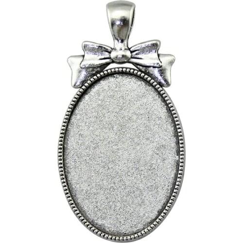 6pcs Bow Oval Cabochon Base Setting 25x35mm Inner Size Vintage Cabochon Settings Base Oval Pendant Setting Base