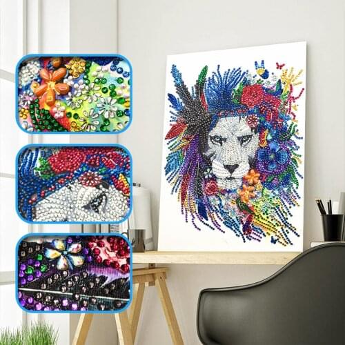 Special Shaped Diamond Painting Lion Picture Rhinestones 5D DIY Diamond Embroider 5D Animal Home Decor Gift 25x35cm