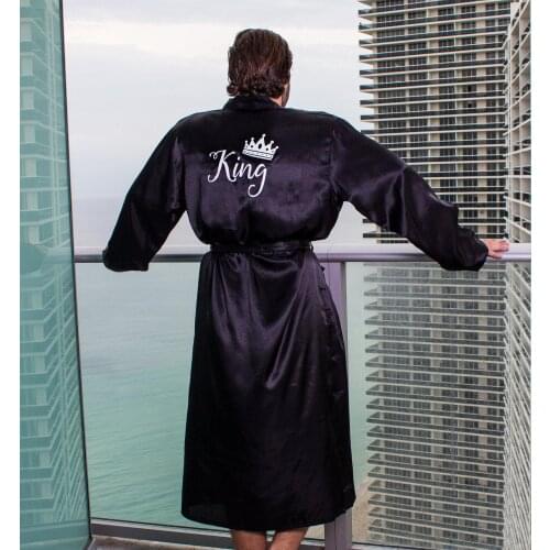 Personalized King Mens Satin Robes Custom Mens Robe Fathers Day Gift Birthday Gift for Him Wedding Bathrobe Nightgown For Men