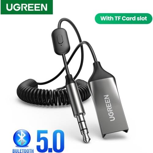 UGREEN Bluetooth Aux Adapter Bluetooth 5.0 Car Receiver USB to 3.5mm Jack Handsfree Car kit Audio Receiver Mic for Car Speaker