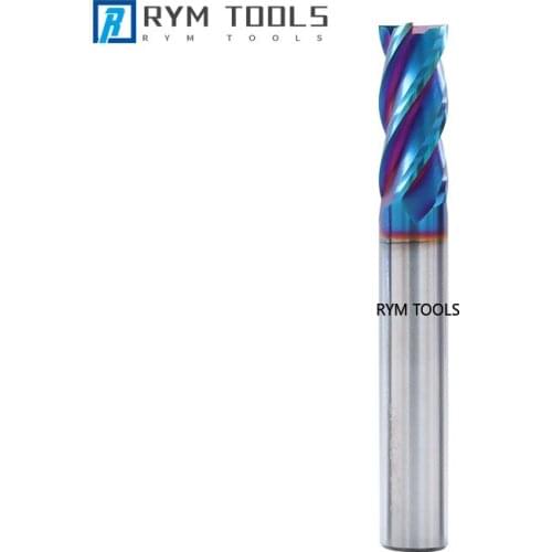 HRC65 Blue Nano Coating End Mills 4 Flutes Diameter 4mm -12mm Tungsten Carbide Milling Cutter Tools Cnc Router Bit End Mills