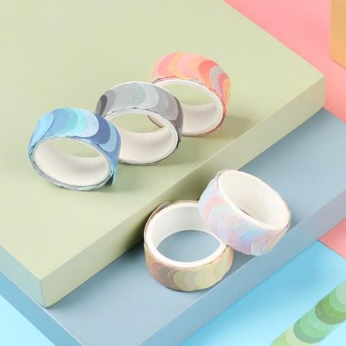 100PCS/Roll Washi Tape Adhesive Tape Planner Masking Tape Candy Colorful Dots Round Stickers DIY Scrapbooking Label Diary