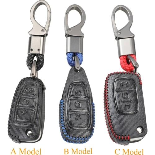 Kutery 3 Butttons Leather Car Remote Key Case Cover For Ford Focus 2 3 4 MK2 MK3 MK4 Kuga Edge Mondeo Fusion Ecosport Fiesta