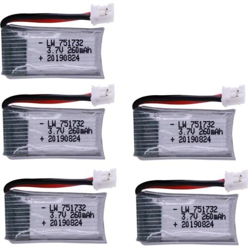 3.7V 260mAh lipo battery For H36 E010 E011 E012 E013 Drone for Furibee F36 RC Quadcopter Parts 3.7 v 260 Lipo Battery 5pcs/lot