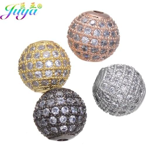 Ali Moda Cubic Zirconia 10mm Metal Disco Ball Beads Accessories For Women Men Bracelet Earring Pearl Necklace Jewelry DIY Making