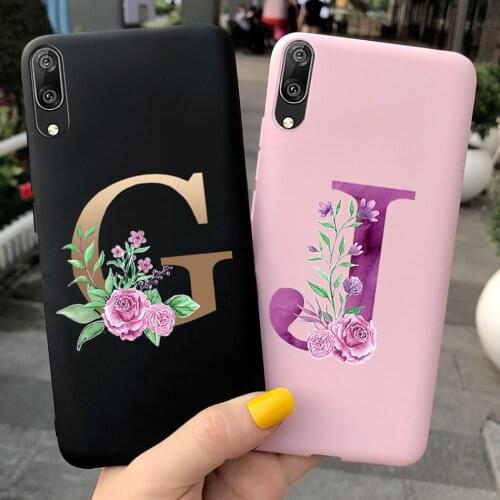Cute Alphabet Prined Case For Huawei Y7 Pro 2019 Y7 Y 7 Prime 2019 Cases Slicone Colored Soft Phone Cover For Huawei Y7 2019