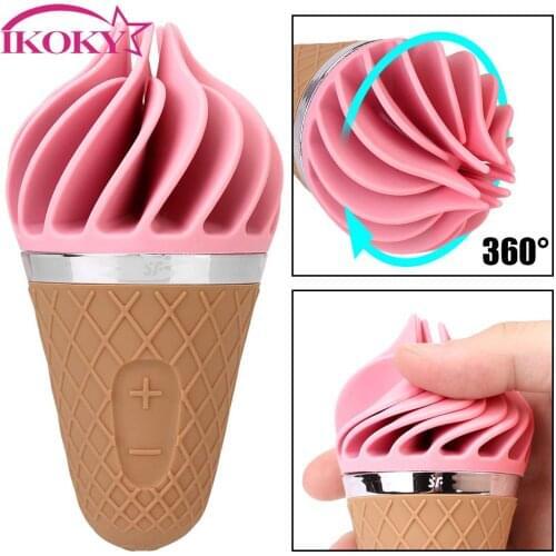 Mini Ice Cream Cone Clitoris Stimulator G-Spot Licking Vibrator Soft Silicone Sex Toys for Women Adult Products
