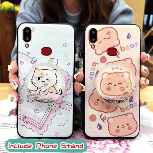 Soft Case TPU Phone Case For Samsung Galaxy A10S foothold For Girls For Woman Cute Anti-dust Cover