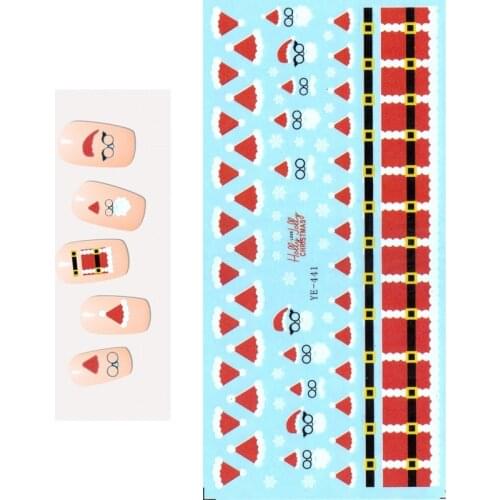 UPRETTEGO NAIL ART BEAUTY WATER DECAL SLIDER NAIL STICKER CHRISTMAS XMAS CAP SANTA CLAUSE DEER BANANA BALL YE441-446