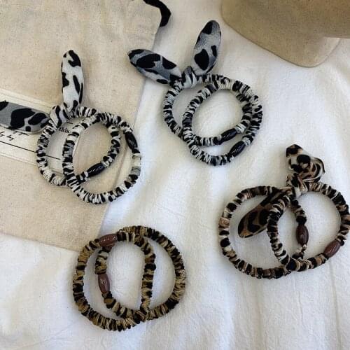 2020 New Women Gilrs Vintage Leopard Bow Elastic Hair Bands Ladies Lovely Soft Scrunchies Rubber Bands Female Hair Accessories
