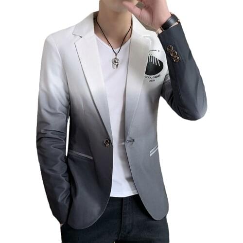 New Mens Blazer Fashion Spring Summer Clothing Male Suit Jacket Gradient Color Casual Slim Fit Fancy Party Singer Blazzer Coat