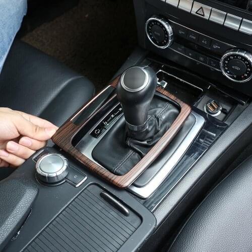 Pine Wood Grain ABS Car Interior Gear Shift Panel Trim for Mercedes Benz C Class GLK W204 2007-2013 LHD Vehicles Accessories