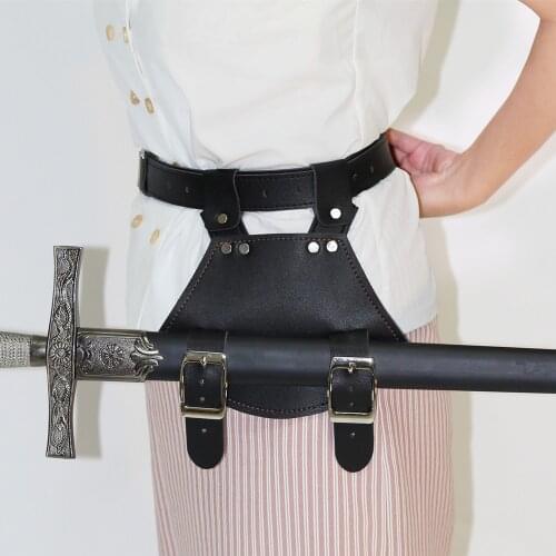 Retro Belt Waist Sheath Scabbard Frog Holder Adult Men Larp Warrior Armor Costume Rapier Leather Buckle Strap Holster