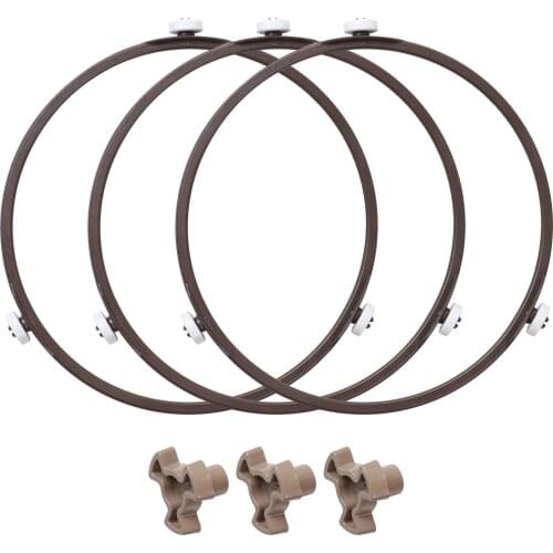 Microwave Oven Gadgets 3 Turntable Rings Plastic Roller Guide Base Tray Support Brackets with 3 Couplers Kitchen Cooking Tools