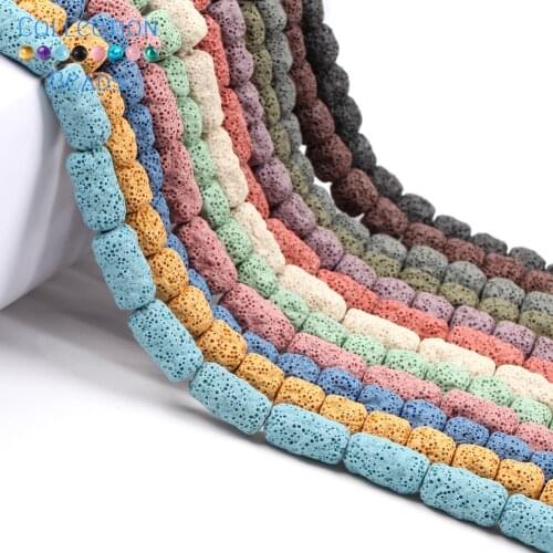 Natural Stone Colorful Volcanic Cylinder Lava Spacer Loose Beads Round Beads For Jewelry Making DIY Accessiory Wholesale 15"