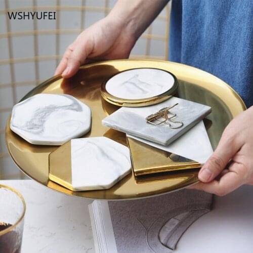 Nordic minimalist coaster ceramic Phnom Penh coffee cup insulation pad household marble coffee table round thickened tea coaster