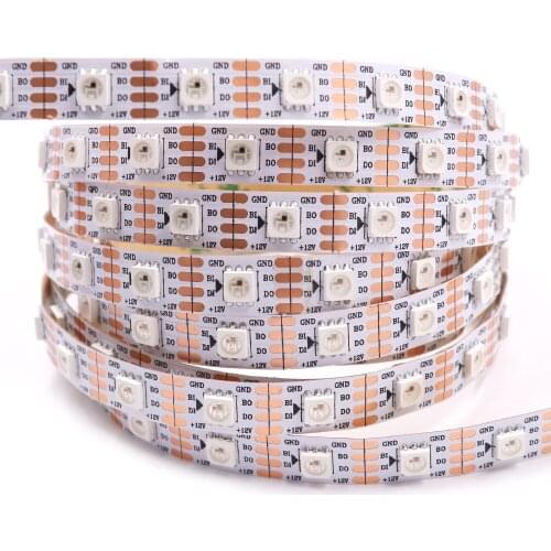 1M 5M RGB LED Strip Light 5V 12V DC WS2815 WS2813 5050 Addressable LED Tape 30LED 60LED 144LED LED Flex Strip Lights White PCB
