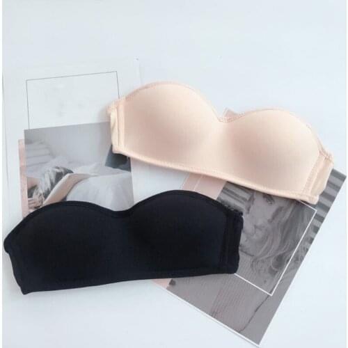 Womens Push Up Strapless Bra Padded Wirefree Convertible Multiway Invisible Bandeau Bralette 1/2 Cup Underwear Brassiere