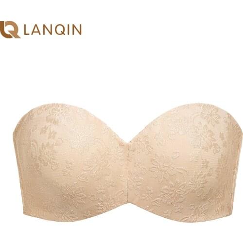Womens Plus Size Unlined Jacquard Underwire Minimizer Strapless Bra for Large Bust