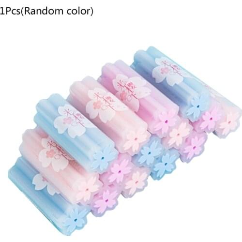 1 Pc Pencil Eraser Sakura-shaped Cylindrical Eraser Cute Cartoon Erasers Novelty Toy for Birthday Party Classroom Dropship